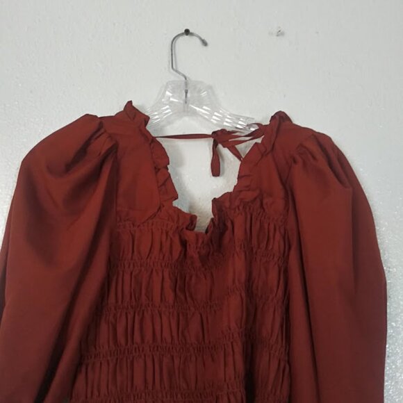 Milk & Honey women's size M rust colored long sleeve blouse - Picture 5 of 14